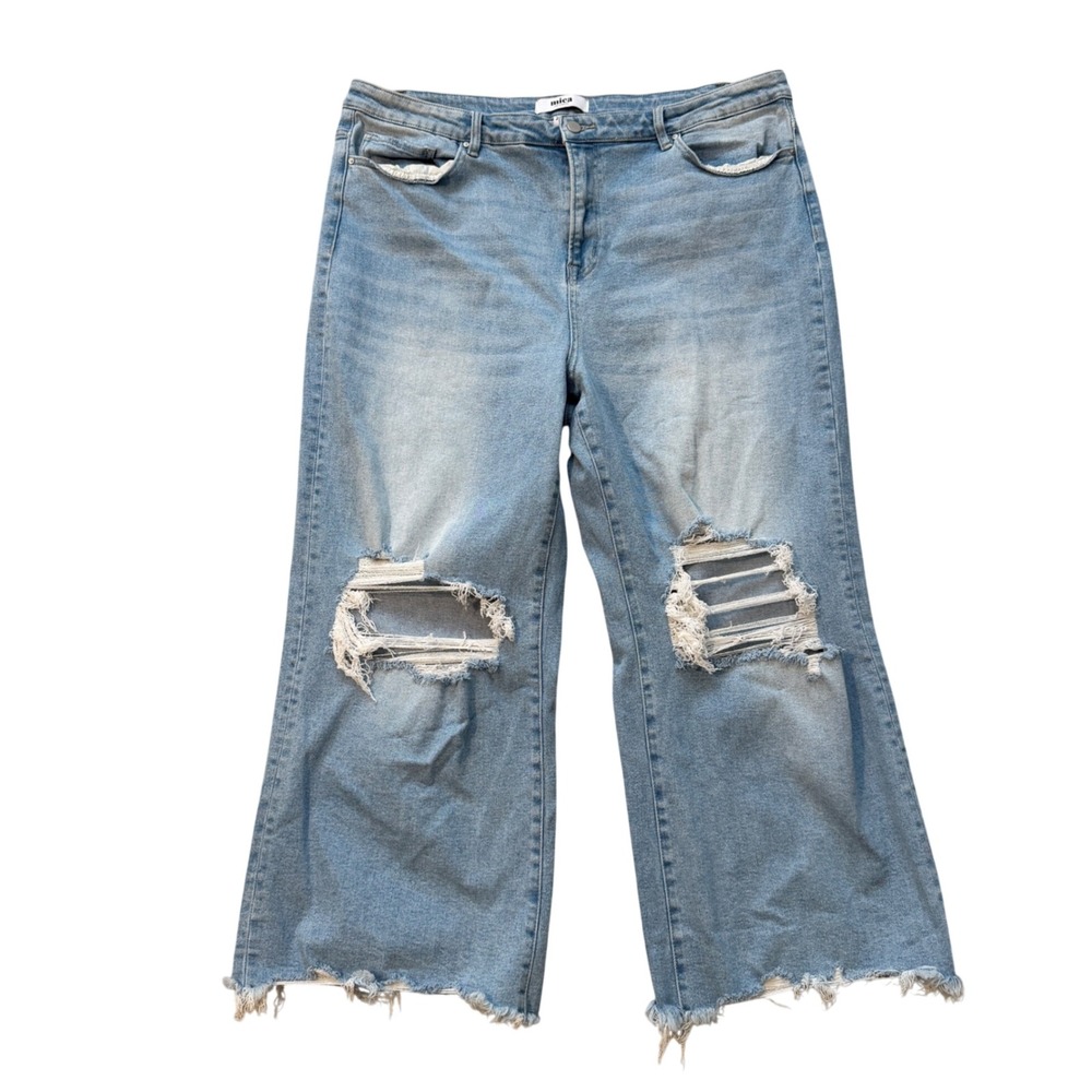 Mica Los Angeles‎ Jeans 90's Vintage Crop Flare LightWash Distressed HighRise 20 - Picture 2 of 14